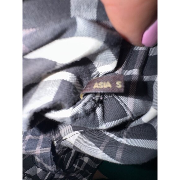 Ochirly Plaid Ruffled‎ Blouse Small Black/White Western Prairie Cottage Preppie - Picture 6 of 12